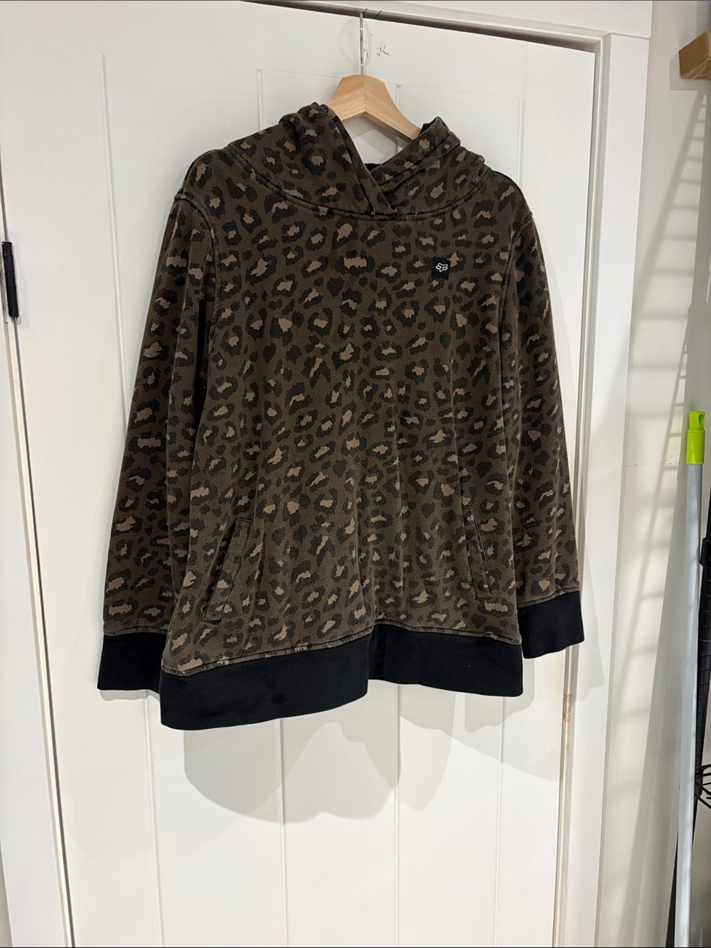 Fox Racing Olive Green and Black Leopard-Print Hooded Pullover